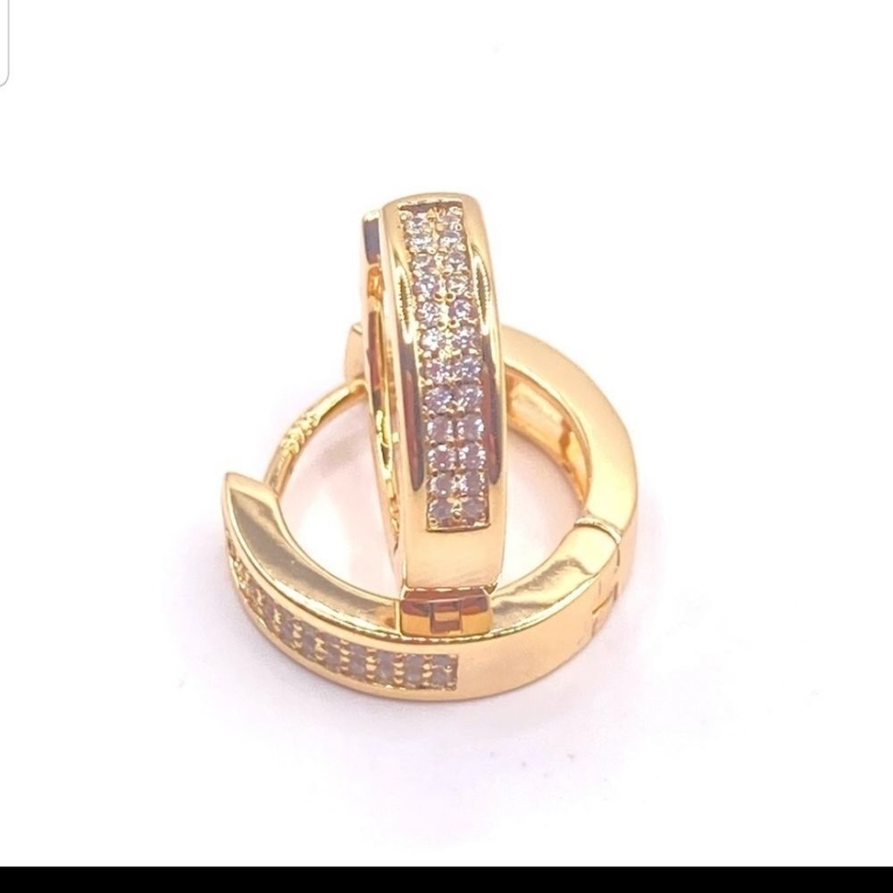 925 silver gold toned huggie hoop earrings